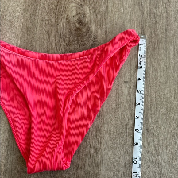 Kulani Kinis Bandeau Strapless Bikini High Cut Cheeky Bright Neon Pink Ribbed S - Picture 7 of 7